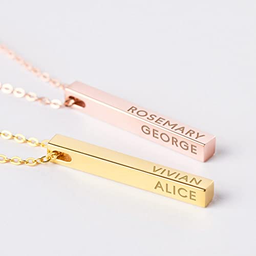 Gepersonaliseerde Moederketting, Vierkante staafketting, Ketting met kindernamen
