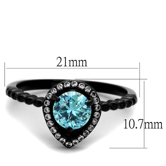 TK2364 - IP Zwart (Ion Plating) Roestvrijstalen Ring met AAA-kwaliteit Zirkonia
