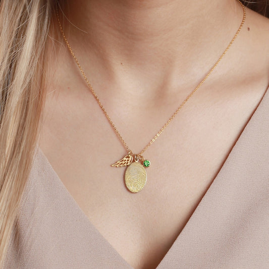 Vingerafdruk Ketting, Vingerafdruk Sieraden Met Geboortesteen