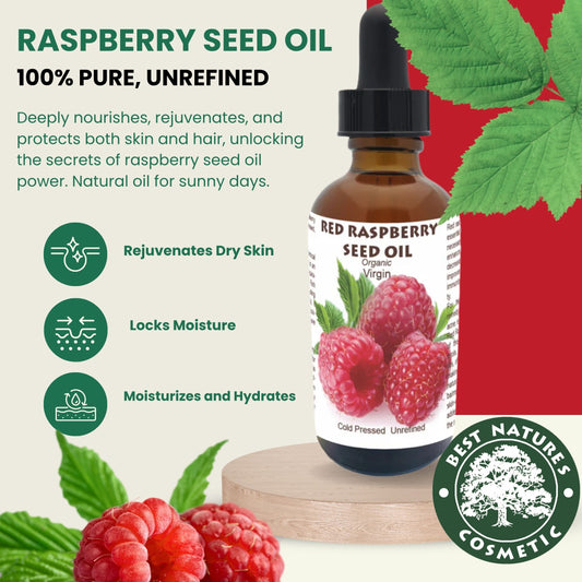 Huile de pépins de framboise rouge (biologique, pressée à froid, non raffinée)