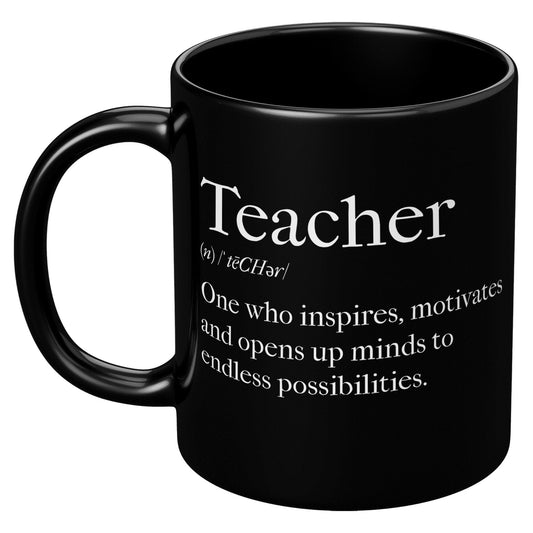 Koffiekop, Decoratieve Zwarte Keramische Mok 11oz, Leraren Inspireren
