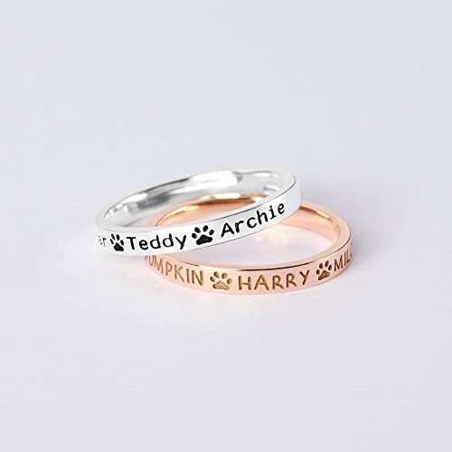 Hondennaam Ring, Hondenmoeder Cadeau, Herdenkingshuisdier Cadeau, Ring met Aangepaste Namen van Huisdieren