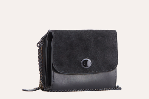 Genuine Leather and Suede Crossbody