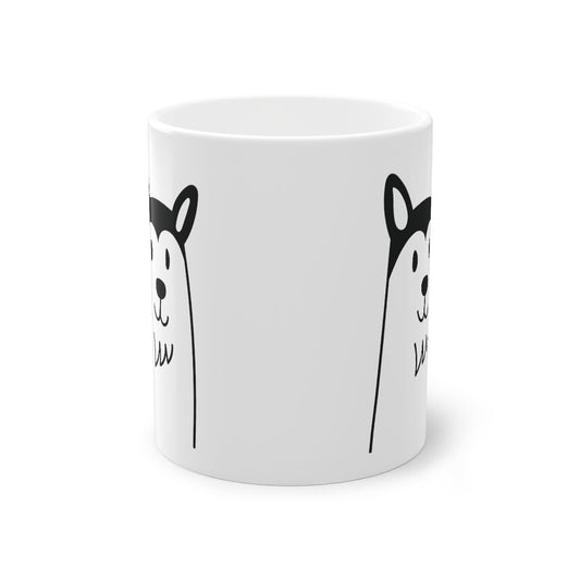 Leuke husky mok, wit, 325 ml / 11 oz Koffiemok, theemok voor