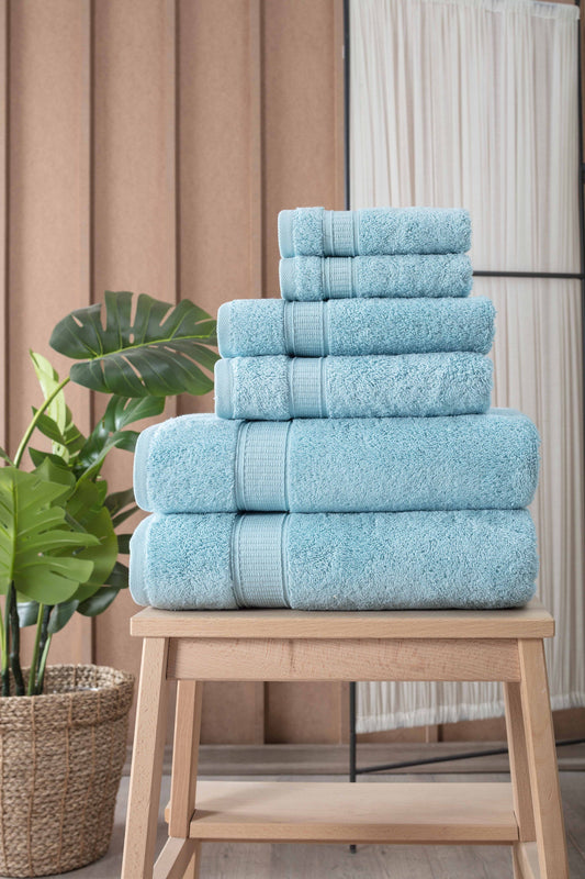 Ensemble de 6 grandes serviettes de bain en coton turc