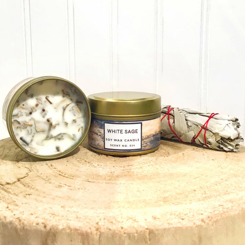 Bougie en cire de soja à l'aromathérapie de sauge blanche