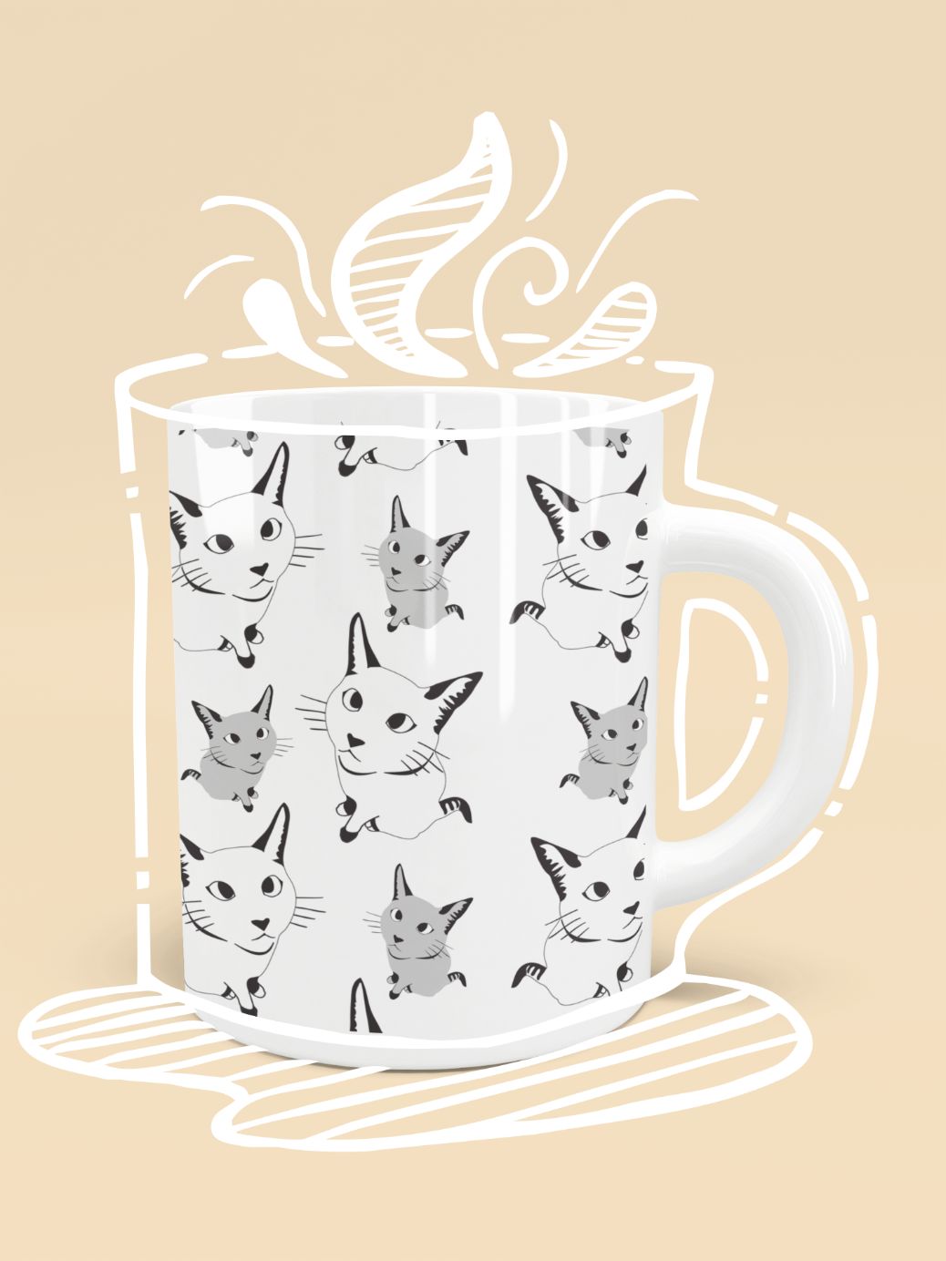 Mok met schattig kattenpatroon