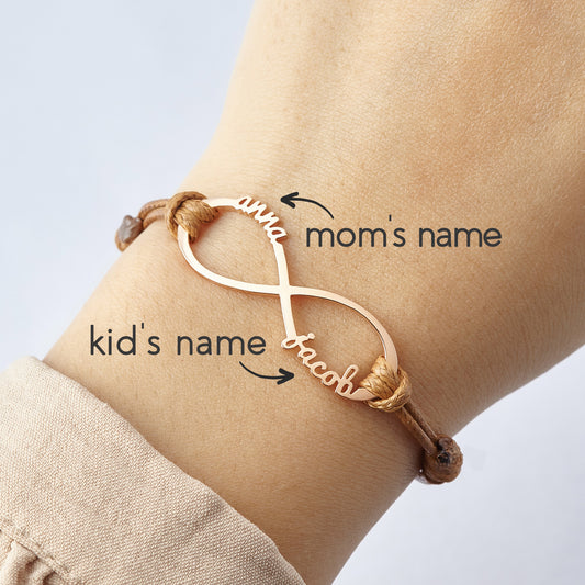 Moederarmband met kindernamen, Infinity-armband met namen, Moederjuwelen