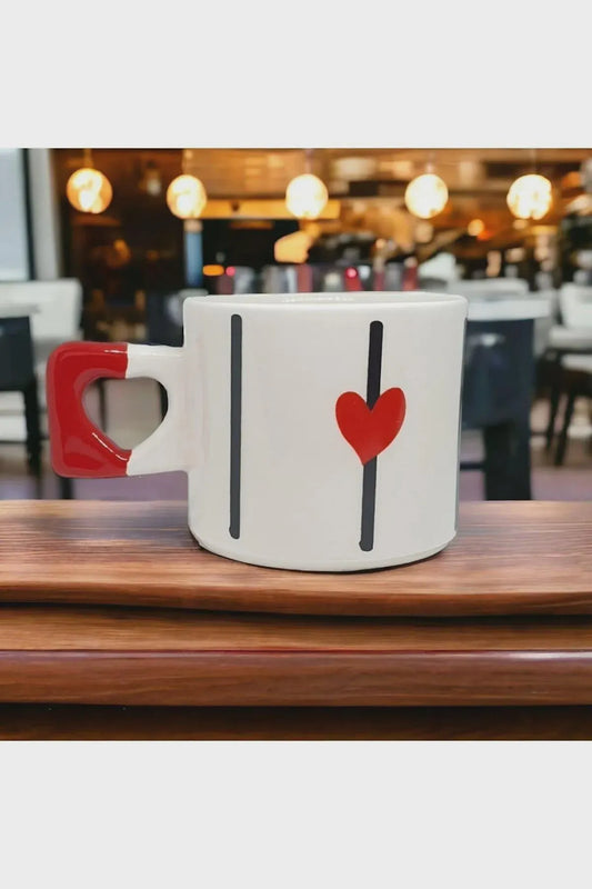 Keramische Hartmokken Set met Rood Hart Design voor Elegante Cadeaus