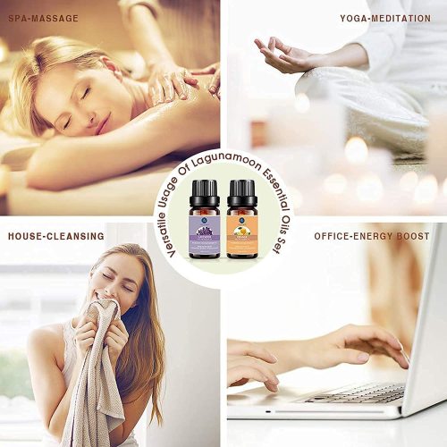 LagunaMoon Diffuseur d'arômes avec Huiles Essentielles Coffret Cadeau 10 Pièces