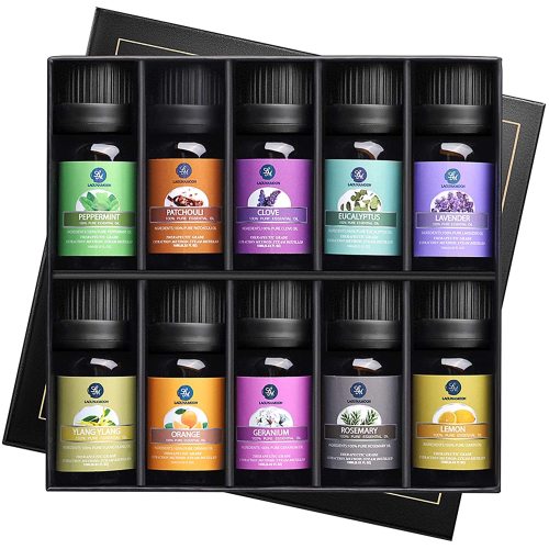 LagunaMoon Diffuseur d'arômes avec Huiles Essentielles Coffret Cadeau 10 Pièces