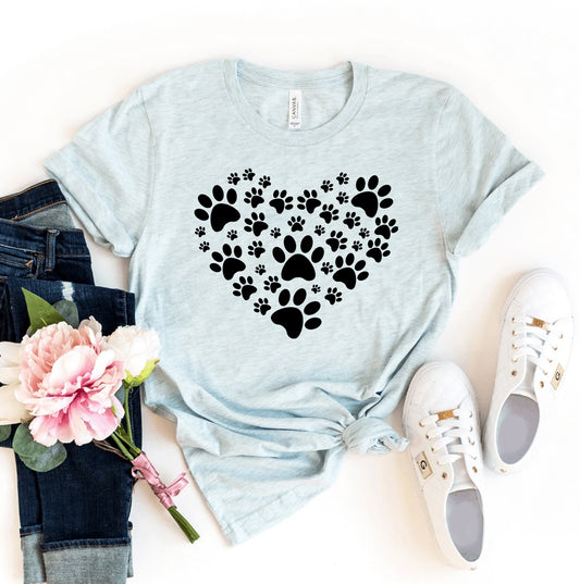 T-shirt met pootafdruk hart