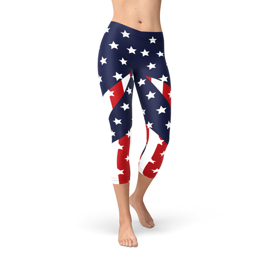 Capri Legging met Amerikaanse Vlag voor Dames