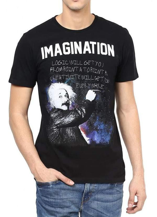 T-shirt Homme Manches Courtes Noir Imprimé Einstein I'm With Stupid