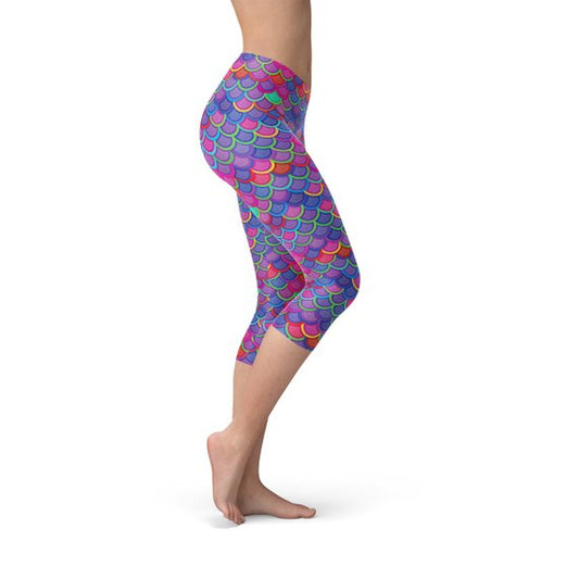 Paarsroze Zeemeermin Capri Leggings voor Dames