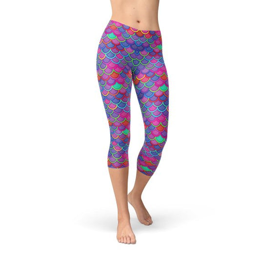 Paarsroze Zeemeermin Capri Leggings voor Dames