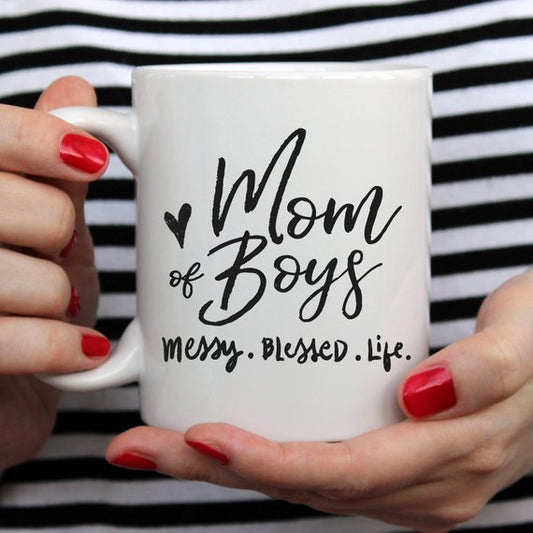 Mug « Maman de Garçons », Désordonnée. Bénie. La vie.