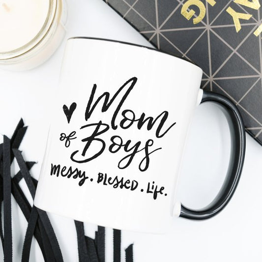 Mug « Maman de Garçons », Désordonnée. Bénie. La vie.