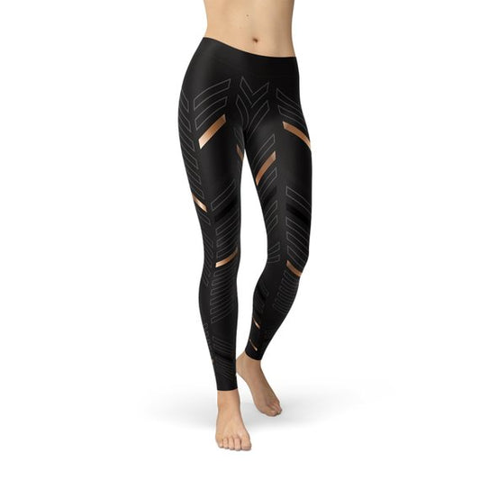 Zwarte Legging Dames Sportstrepen