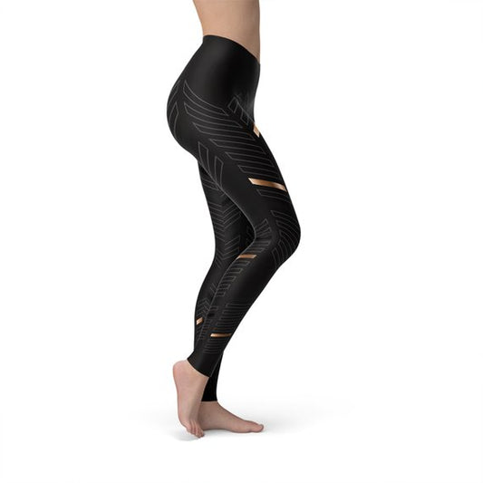 Zwarte Legging Dames Sportstrepen