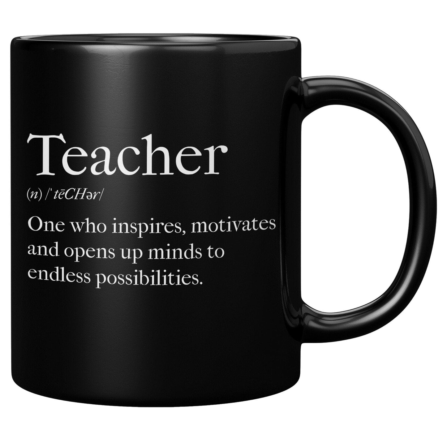 Coffee Cup, Decorative Black Ceramic Mug 11oz, Teachers Inspire