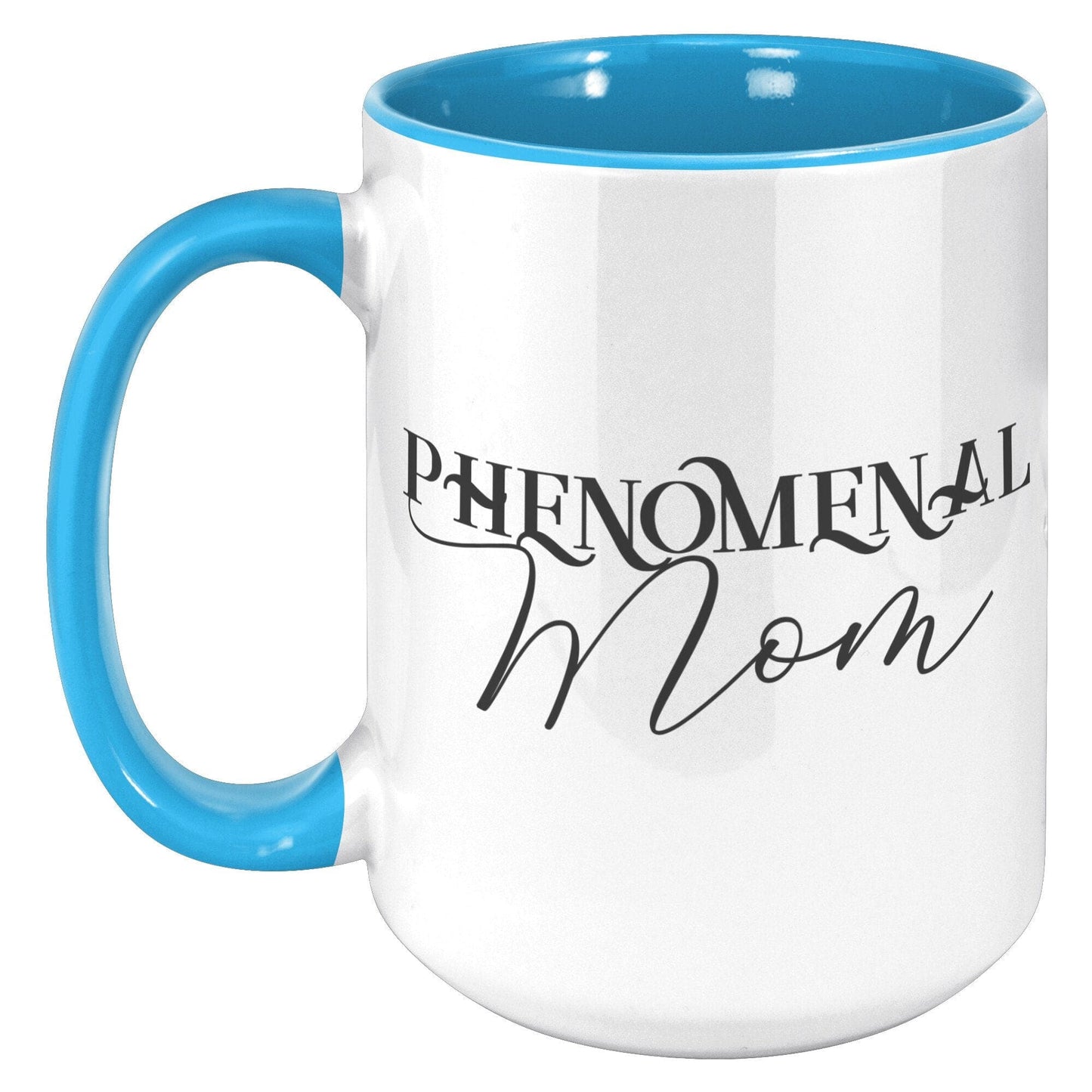 Coffee Cup, Dual Color Ceramic Mug 15oz, Phenomenal Mom Print