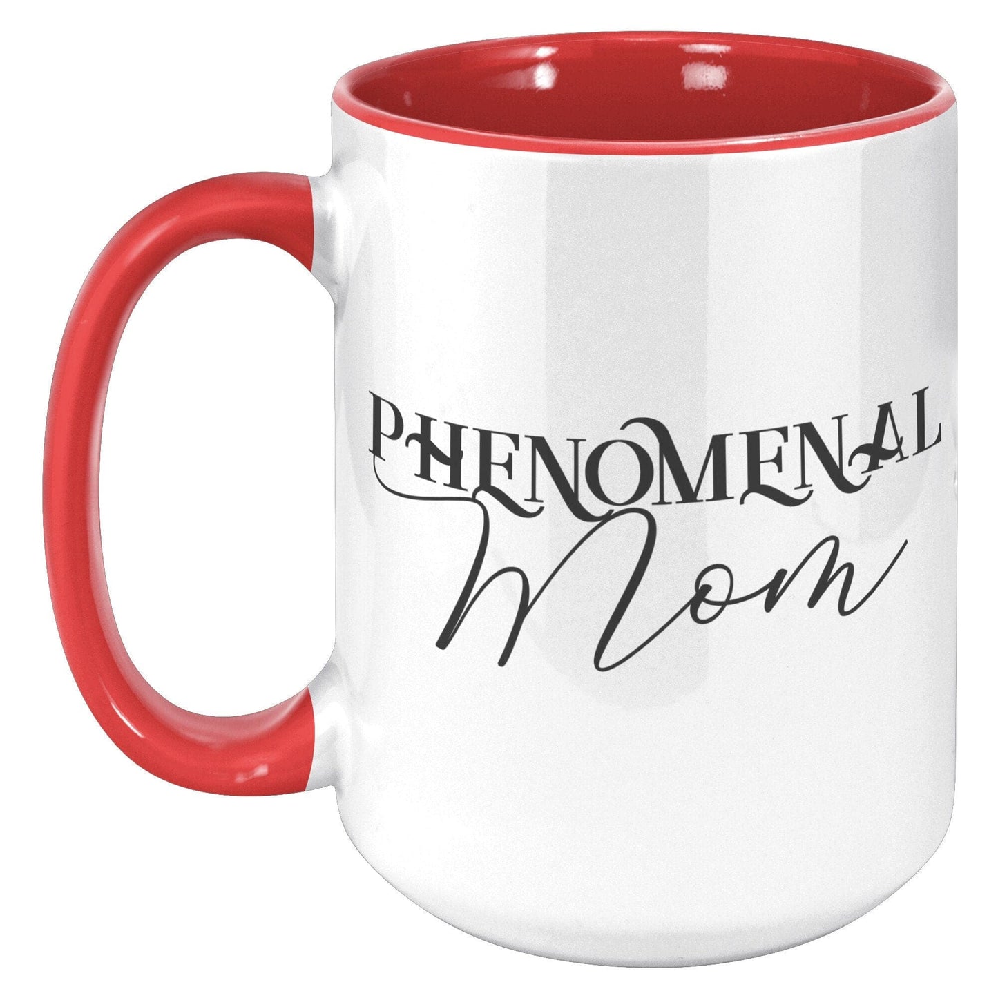 Coffee Cup, Dual Color Ceramic Mug 15oz, Phenomenal Mom Print