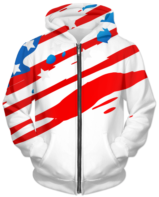 Sweat à capuche zippé unisexe Drapeau américain